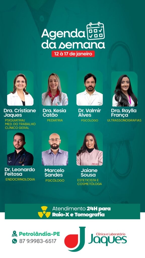 Clínica e Laboratório Jaques divulga Agenda da Semana com atendimentos especializados em Petrolândia-PE