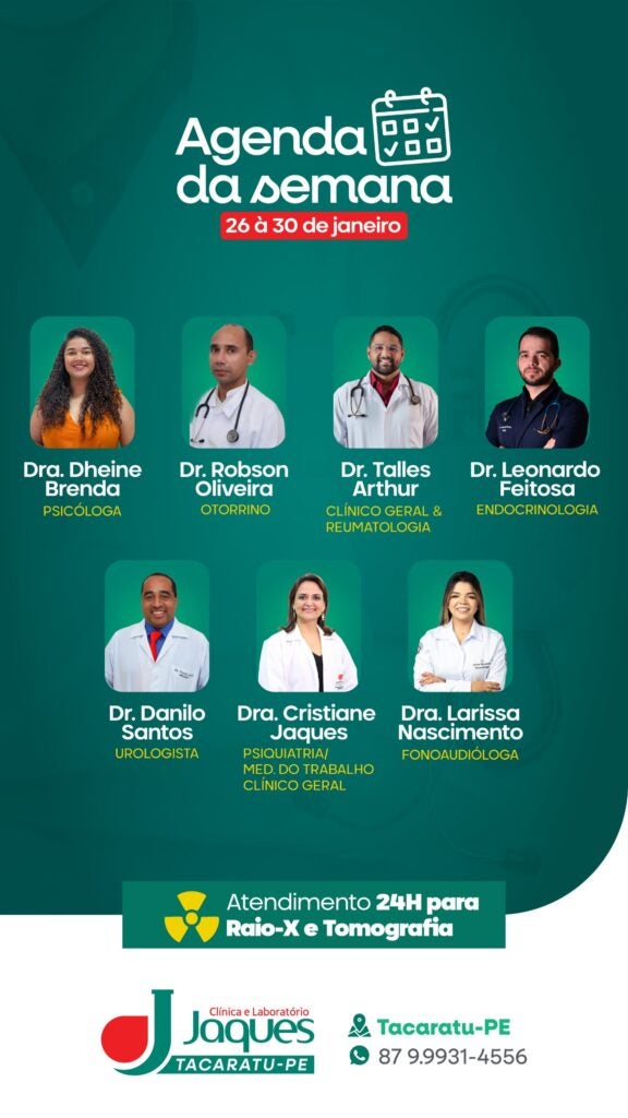 Clínica e Laboratório Jaques divulga agenda semanal de atendimentos em Tacaratu