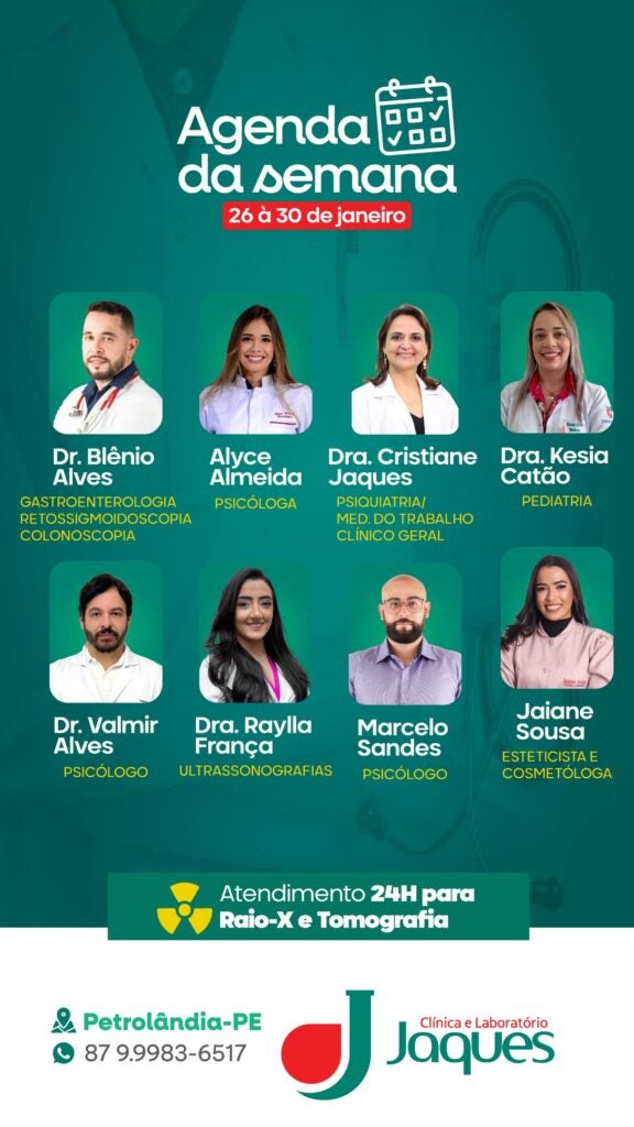 Clínica e Laboratório Jaques divulga agenda semanal de atendimentos em Petrolândia