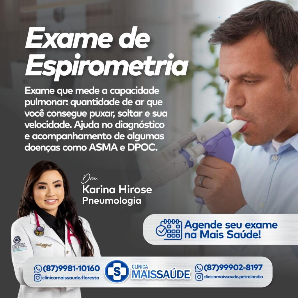 Dra. Karina Hirose realiza exames de espirometria na Clínica Mais Saúde de Petrolândia
