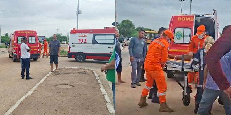 Motociclista fica ferido após colisão na rotatória da Avenida Marquês de Olinda, em Petrolândia-PE