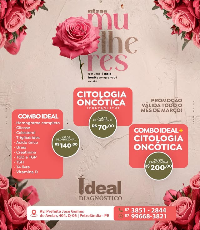 Clínica Ideal Diagnóstico lança promoção especial no Mês das Mulheres em Petrolândia