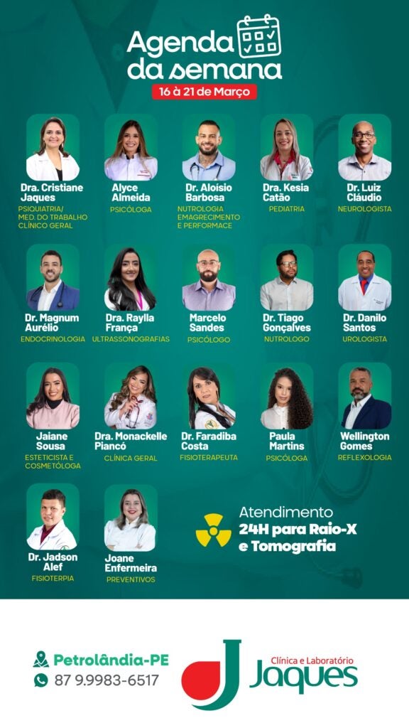 Clínica e Laboratório Jaques divulga agenda semanal de atendimentos em Petrolândia