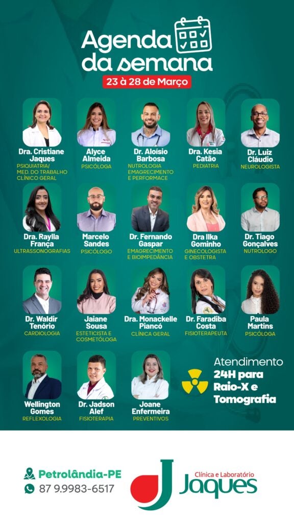 Clínica Jaques divulga agenda semanal com especialistas de diversas áreas em Petrolândia