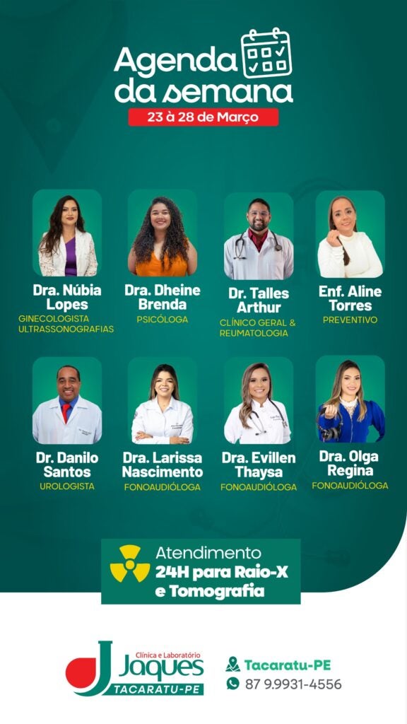 Clínica Jaques divulga agenda semanal com especialistas em Tacaratu