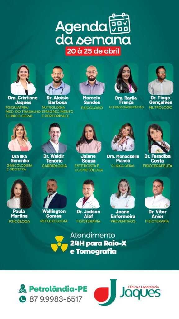 Clínica Jaques divulga agenda semanal com atendimentos especializados em Petrolândia