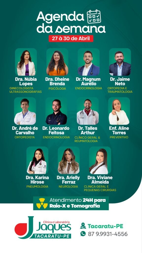 Clínica Jaques divulga agenda semanal com ampla oferta de especialidades em Tacaratu-PE