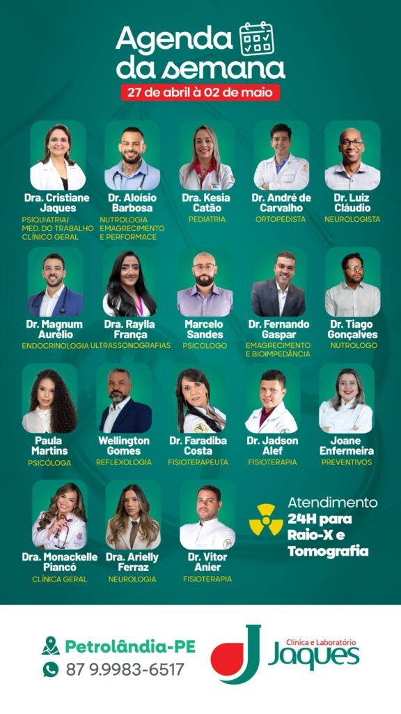 Clínica Jaques divulga agenda semanal com ampla oferta de especialidades em Petrolândia