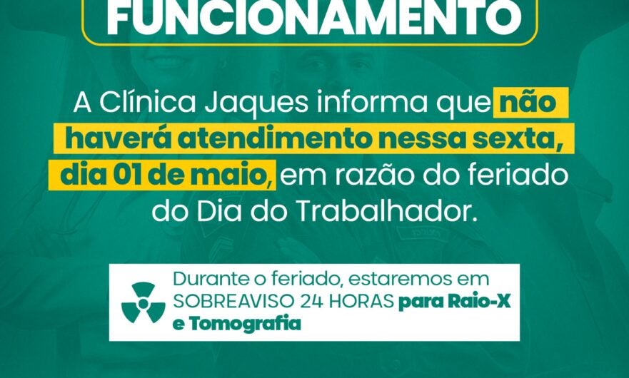 Petrolândia/Tacaratu: Clínica Jaques suspende atendimentos no Dia do Trabalhador e mantém serviços de urgência em sobreaviso