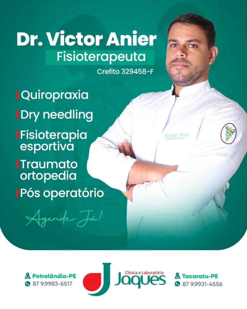 Clínica Jaques amplia atendimentos com  Dr. Victor Anier – fisioterapeuta especializado atenderá em Petrolândia e Tacaratu