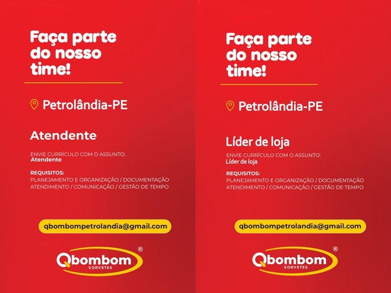 Oportunidade de emprego em Petrolândia-PE: empresa abre vagas para atendente e líder de loja