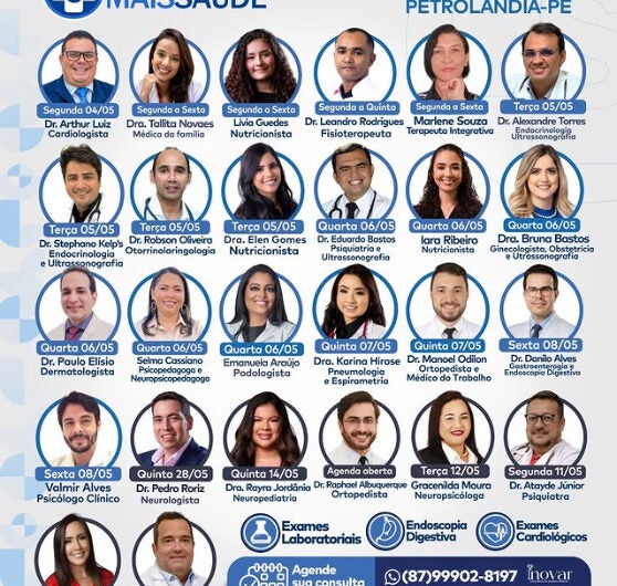 Clínica Mais Saúde divulga agenda semanal com especialistas e ampla oferta de atendimentos em Petrolândia
