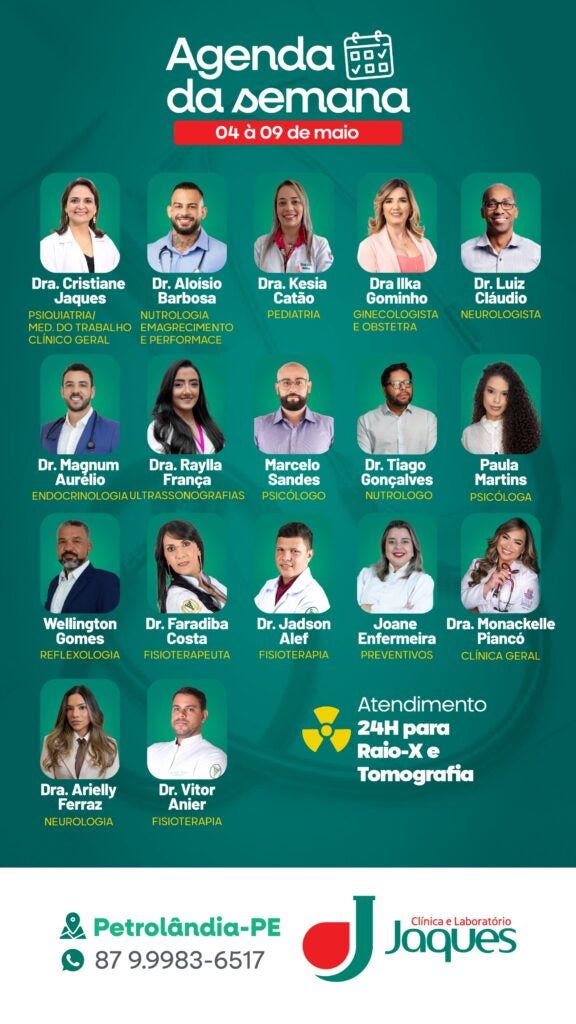 Clínica Jaques divulga agenda semanal com ampla oferta de especialidades em Petrolândia