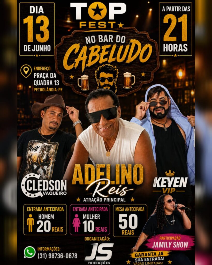 Top Fest no Bar do Cabeludo promete agitar Petrolândia com grandes atrações em junho