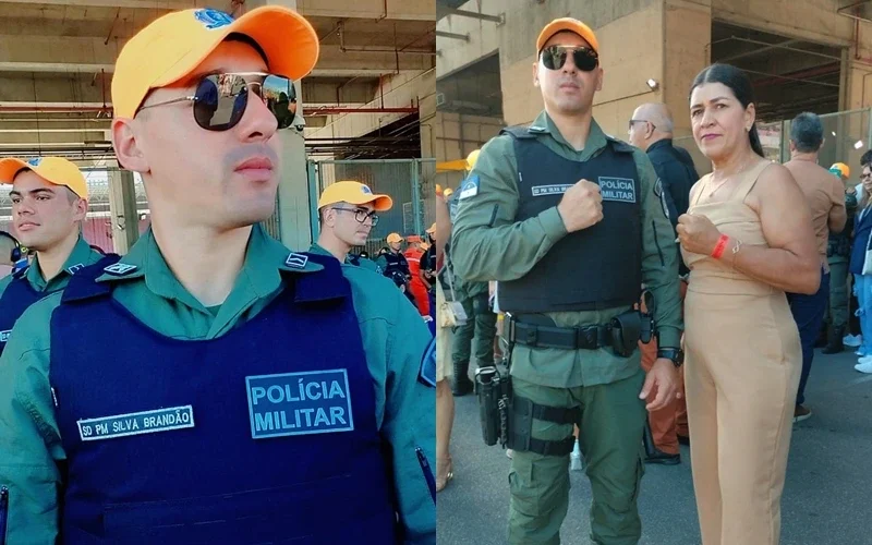 Mazé, de Petrolândia, homenageia o filho Jefferson da Silva Brandão (Jeffinho) durante formatura da PM na Arena de Pernambuco