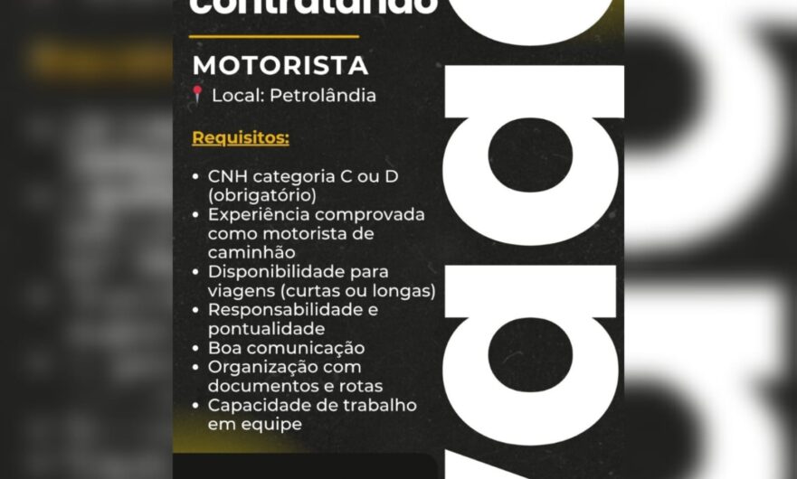 Pisebem Revestimentos abre vaga para motorista em Petrolândia