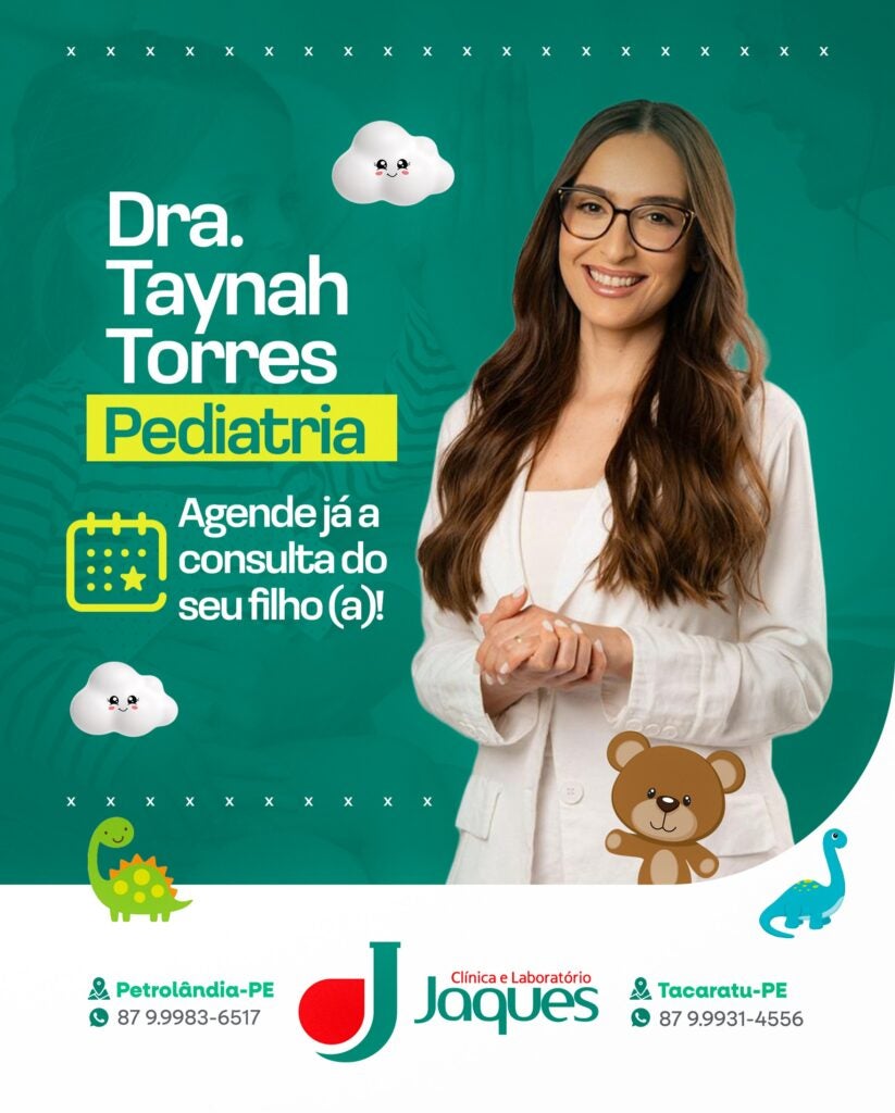 Dra. Taynah Torres passa a atender na Clínica e Laboratório Jaques de Tacaratu com consultas em Pediatria