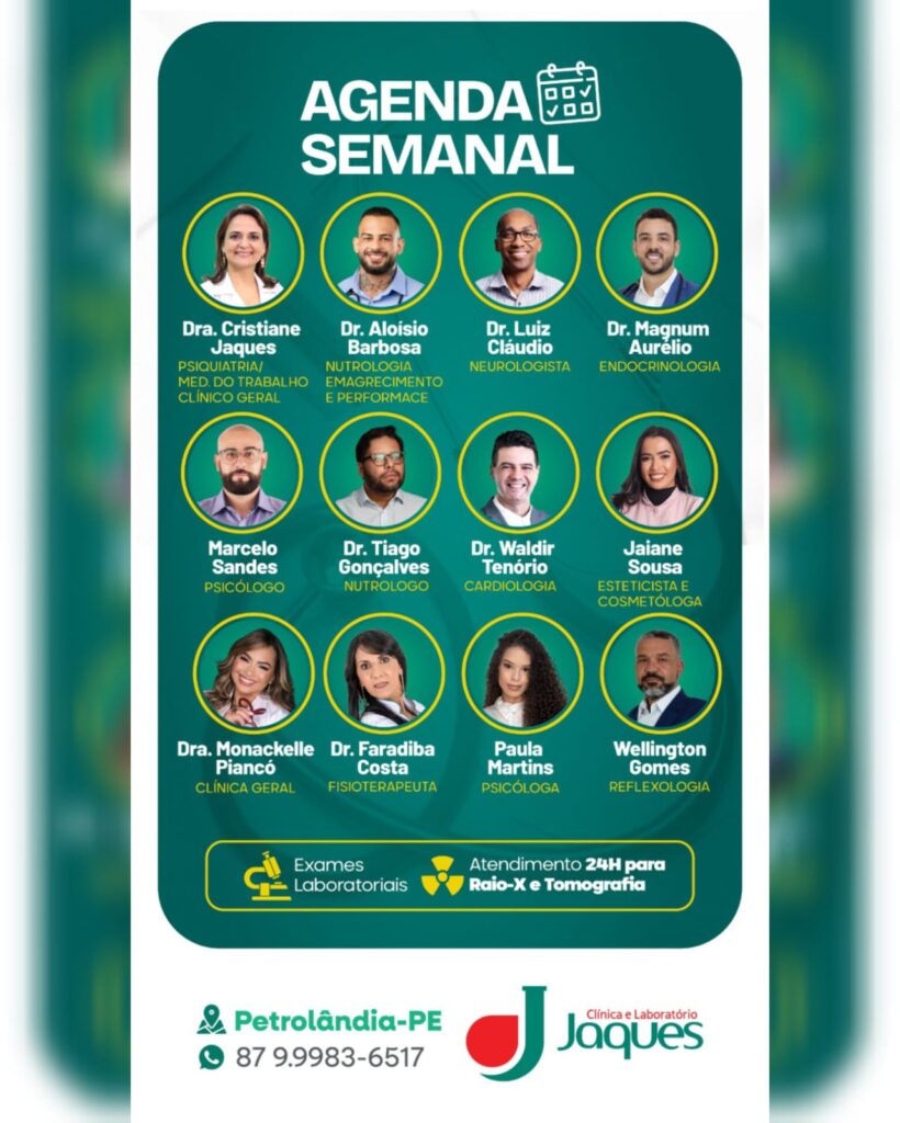 Agenda da Semana da Clínica e Laboratório Jaques reúne especialistas em diversas áreas da saúde em Petrolândia