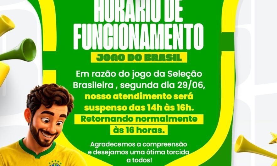 Clínica e Laboratório Jaques comunica alteração no horário de atendimento durante jogo da Seleção Brasileira