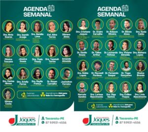 Clínica e Laboratórios Jaques divulga agenda semanal com especialistas em Tacaratu-PE