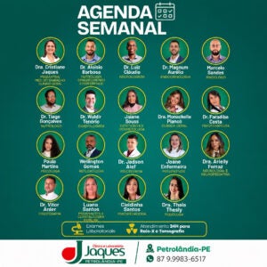 Clínica e Laboratório Jaques divulga Agenda da Semana com ampla equipe de especialistas em Petrolândia