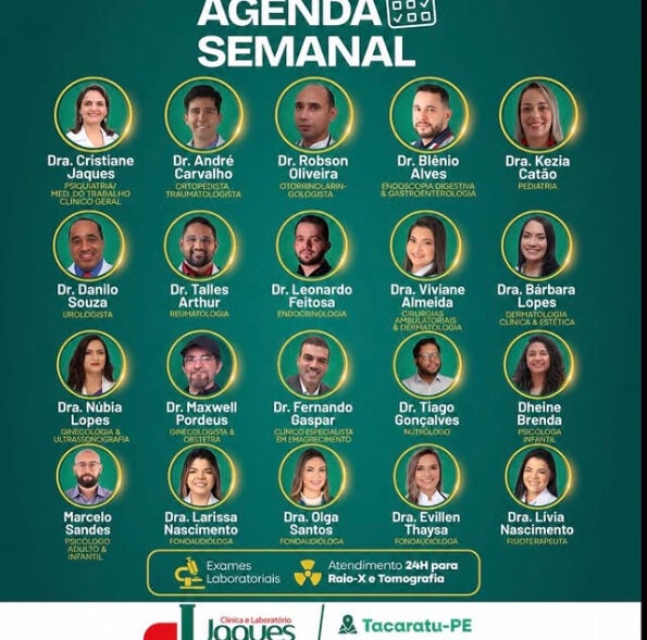 Clínica Jaques de Tacaratu divulga agenda semanal com diversas especialidades médicas e multiprofissionais