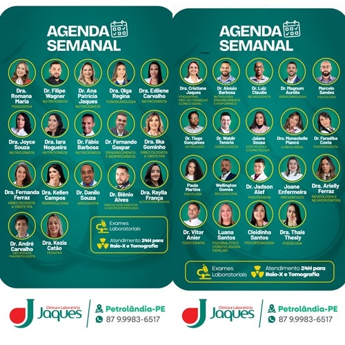 Clínica Jaques divulga agenda semanal com especialistas em diversas áreas da saúde em Petrolândia