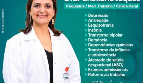Dra. Cristiane Jaques atende nesta quinta-feira (9) nas unidades da Clínica Jaques em Tacaratu e Petrolândia