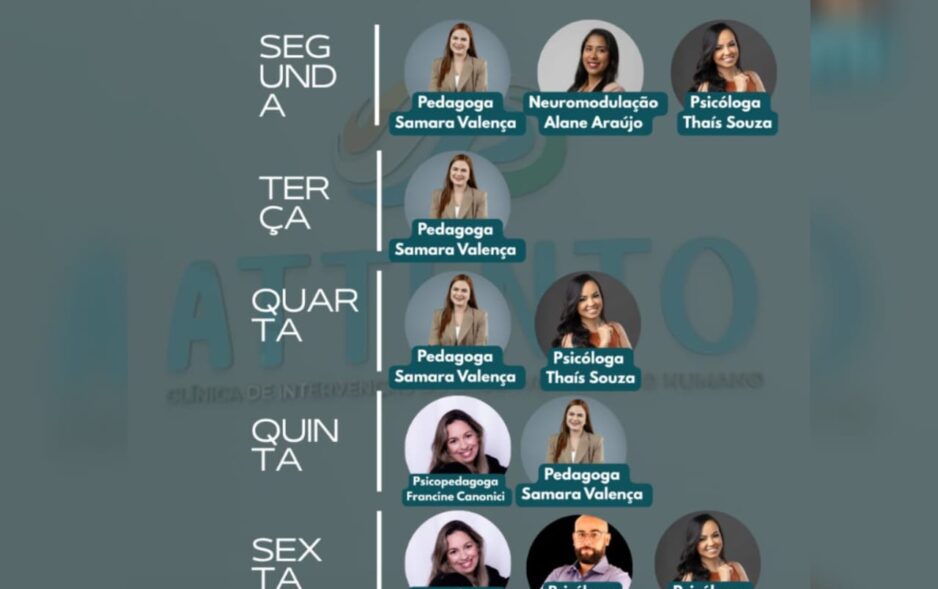Conheça a agenda e os profissionais que atendem na Clínica Attento em Petrolândia