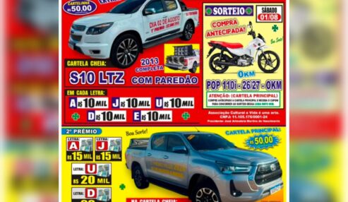 Festival Beneficente em Floresta-PE vai sortear Hilux 2024, S10 LTZ, moto 0 km e prêmios em dinheiro no dia 2 de agosto