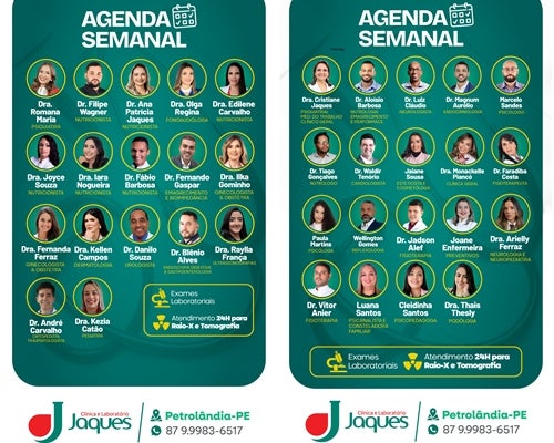 Agenda da Semana: Clínica Jaques reúne mais de 30 especialistas para atendimento em Petrolândia