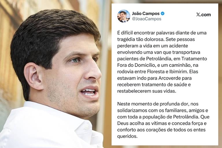 João Campos lamenta tragédia com van do TFD de Petrolândia e presta solidariedade às famílias das vítimas