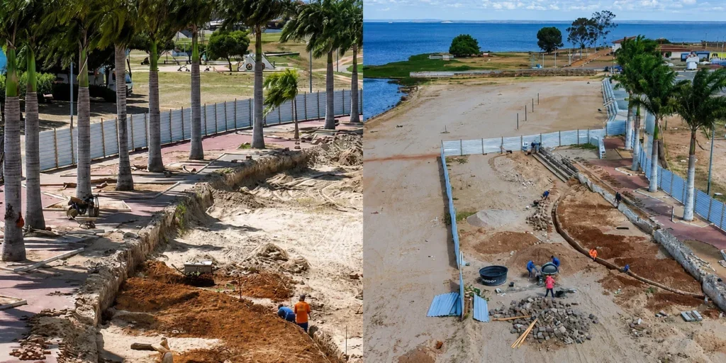 Trecho 2 da escadaria da Orla Fluvial de Petrolândia avança e reforça projeto de revitalização do espaço
