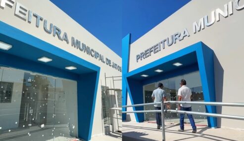 Prefeito Rogério Ferreira e vice Eraldinho acompanham de perto obra da nova sede da Prefeitura de Jatobá
