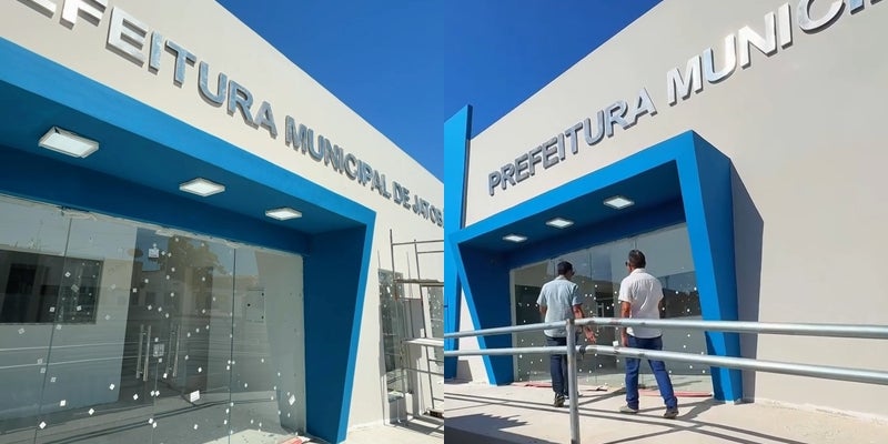 Prefeito Rogério Ferreira e vice Eraldinho acompanham de perto obra da nova sede da Prefeitura de Jatobá