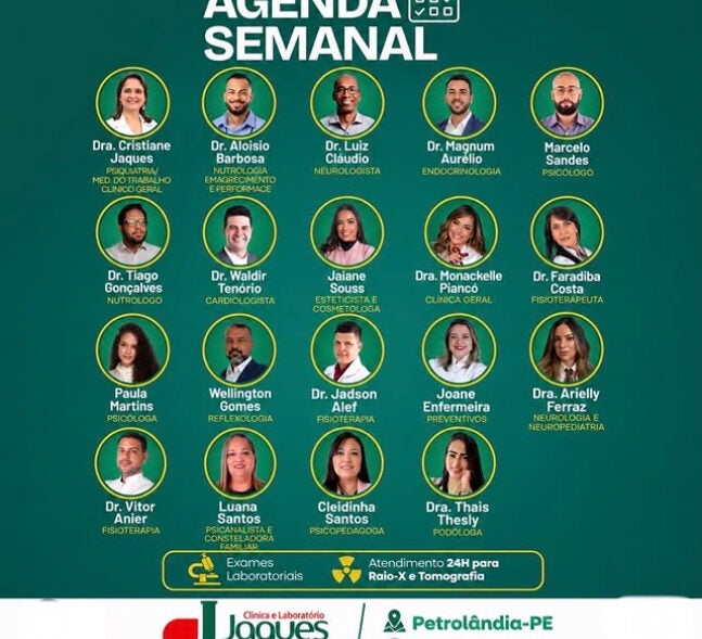 Clínica e Laboratório Jaques divulga agenda semanal com mais de 30 especialistas em Petrolândia