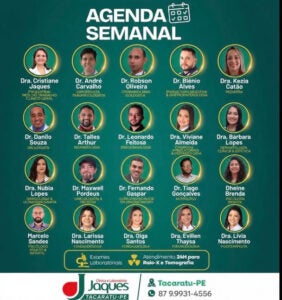 Agenda da Semana: Clínica e Laboratório Jaques de Tacaratu reúne equipe completa de especialistas para atendimento Agenda da Semana: Clínica e Laboratório Jaques de Tacaratu reúne equipe completa de especialistas para atendimento
