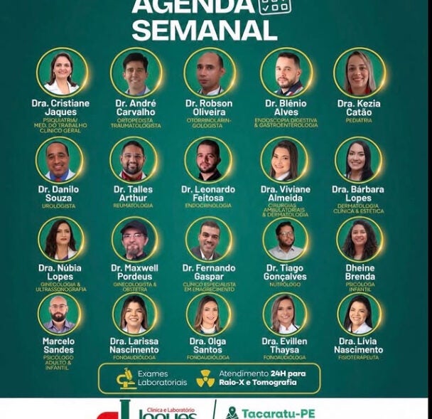Agenda da Semana: Clínica e Laboratório Jaques de Tacaratu reúne equipe completa de especialistas para atendimento