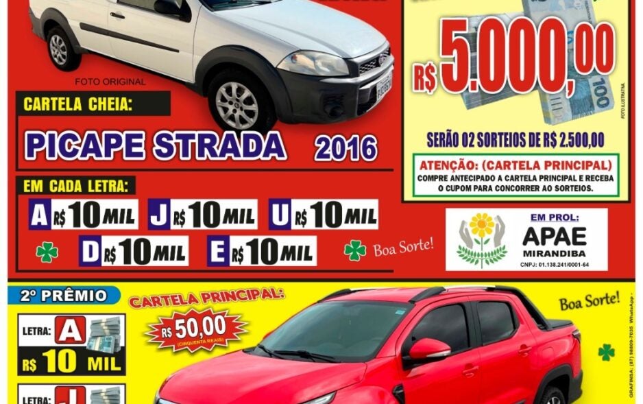 Festival de Prêmios em Mirandiba sorteará duas picapes e R$ 100 mil