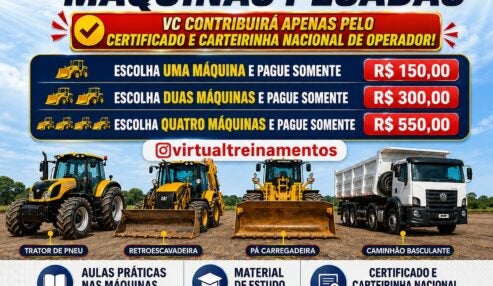Curso de Operador de Máquinas Pesadas é anunciado em Petrolândia com vagas limitadas
