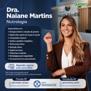 Nutróloga Dra. Naiane Martins passa a atender na Clínica Mais Saúde de Petrolândia
