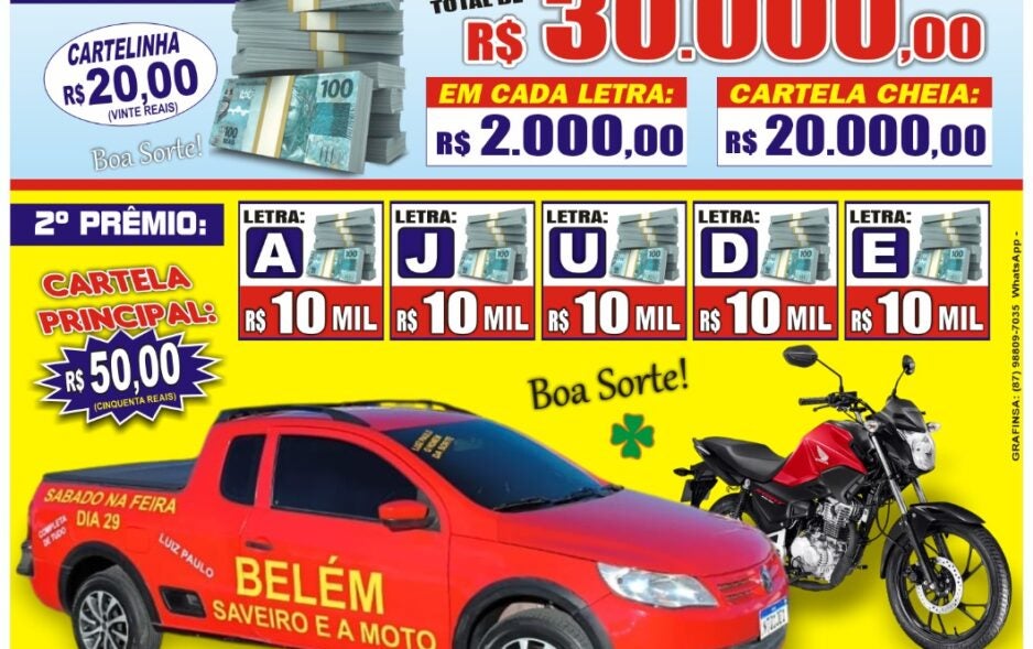 Belém do São Francisco recebe sorteio com R$ 30 mil em prêmios neste sábado (29)