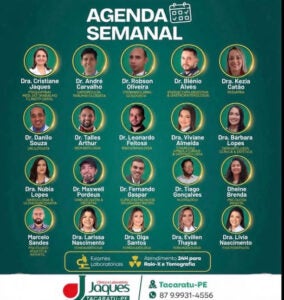 Clínica Jaques de Tacaratu divulga Agenda da Semana com atendimento em diversas especialidades