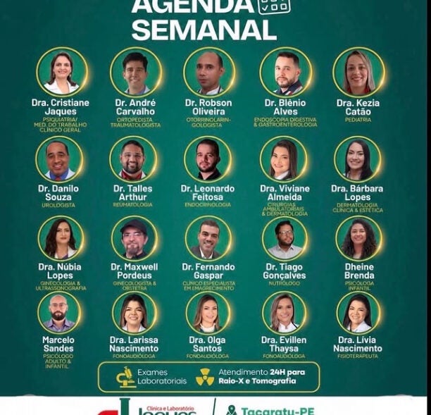 Clínica Jaques de Tacaratu divulga Agenda da Semana com atendimento em diversas especialidades