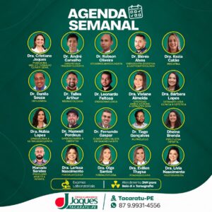 Clínica Jaques divulga agenda semanal com atendimentos em diversas especialidades em Tacaratu Clínica Jaques divulga agenda semanal com atendimentos em diversas especialidades em Tacaratu