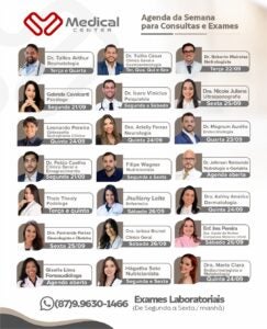 Medical Center divulga agenda da semana com consultas, exames e diversas especialidades em Petrolândia Medical Center divulga agenda da semana com consultas, exames e diversas especialidades em Petrolândia