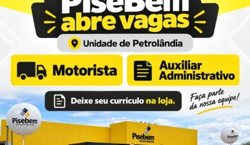 Pisebem abre vagas para motorista e auxiliar administrativo na unidade de Petrolândia