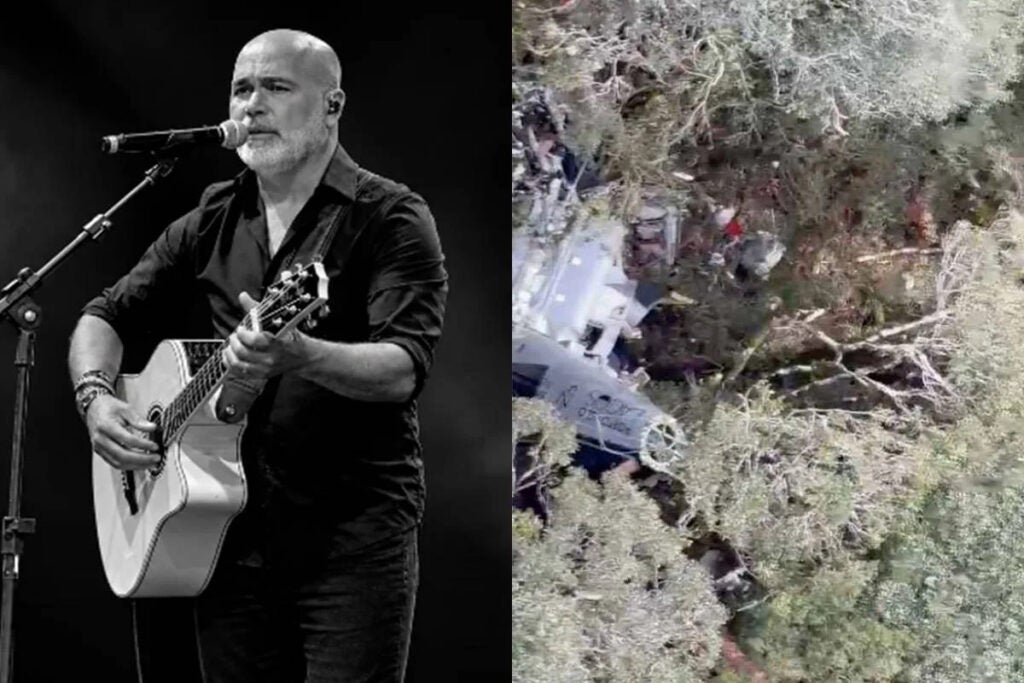 Imagens aéreas mostram destroços de helicóptero que caiu com cantor Rick e outras quatro pessoas em SC