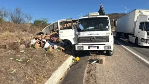 Imagem de acidente envolvendo caminhão na BR-423 em Garanhuns