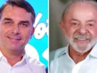 Flávio Bolsonaro e Lula em montagem sobre pesquisa Datafolha do segundo turno de 2026